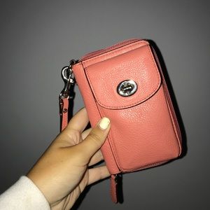 COACH coral phone Wristlet